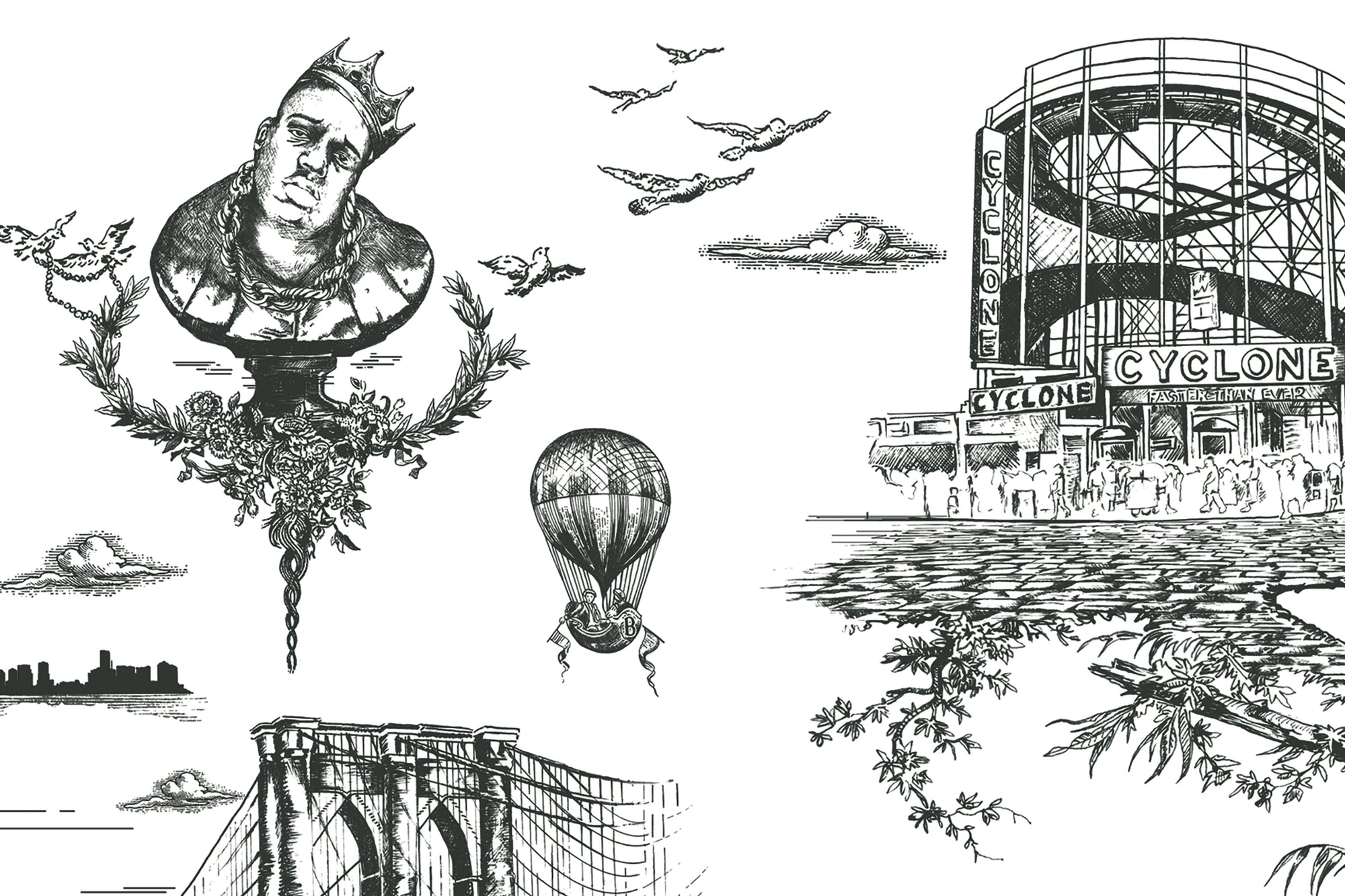 Brooklyn Toile - Black and White