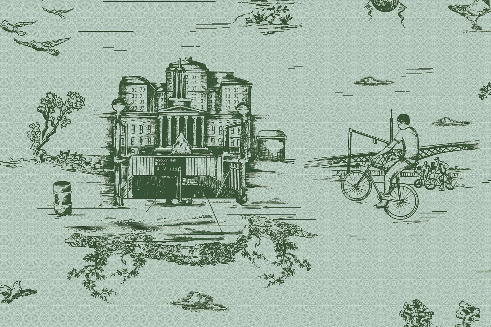 Brooklyn Toile - Money Green