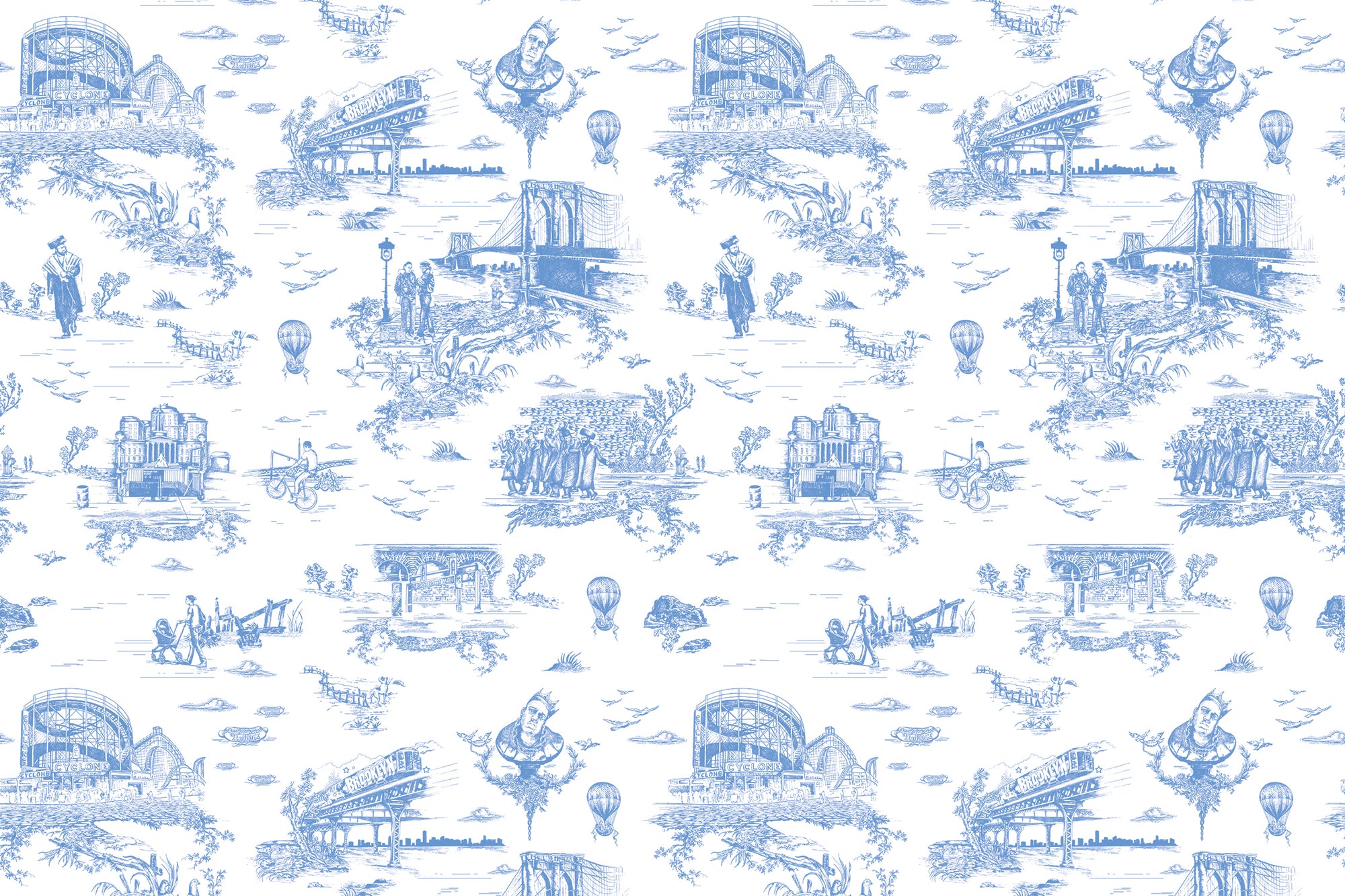 Brooklyn Toile - Porcelain Blue
