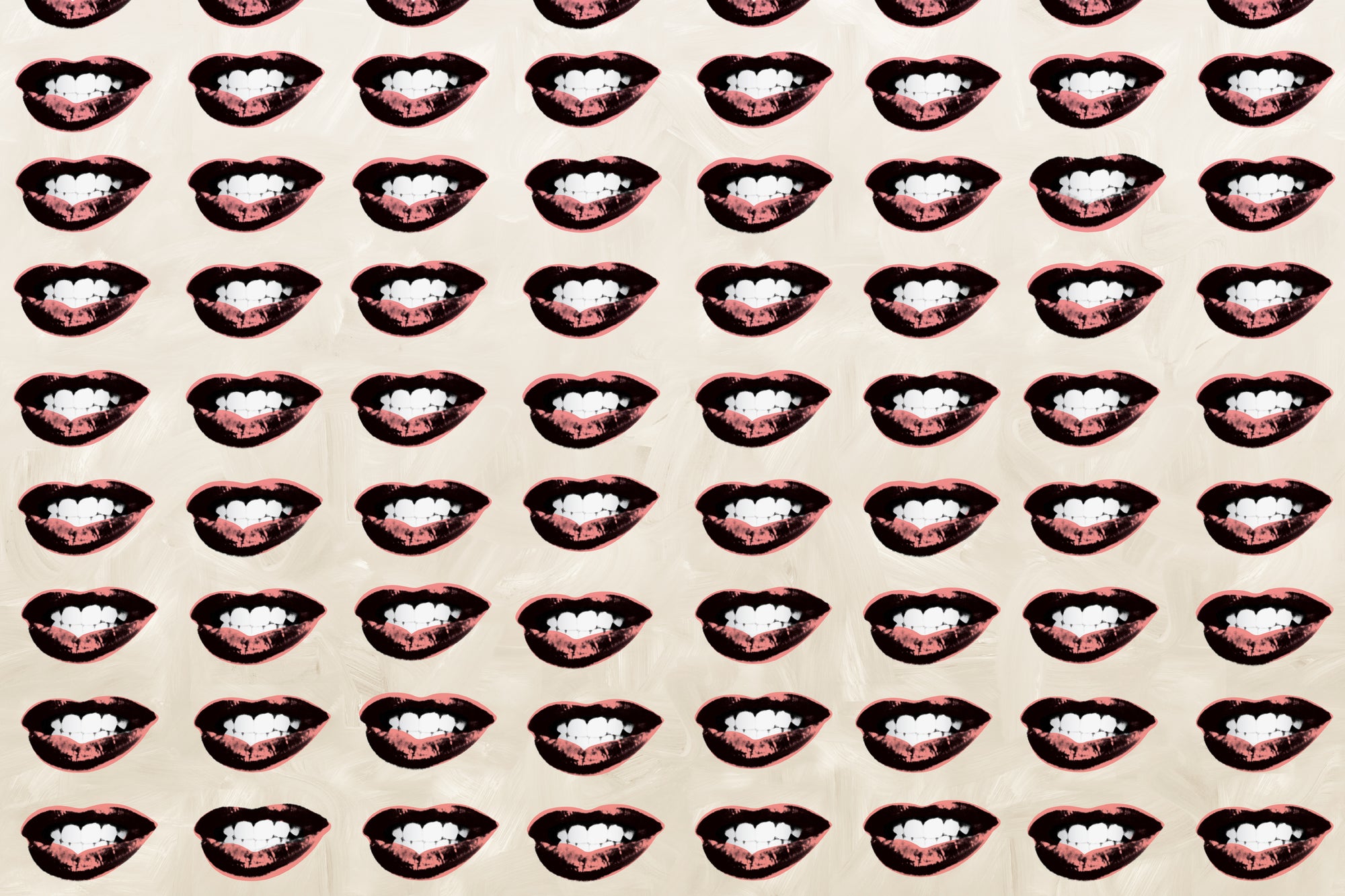 Marilyn's Lips - Beige Brushstrokes