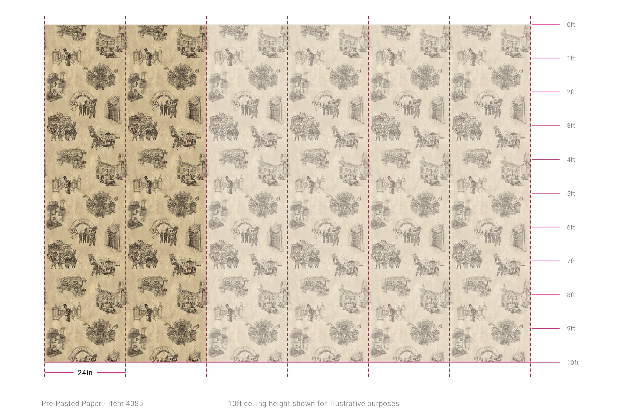 New Orleans Toile: Backstreets - Black and Gold