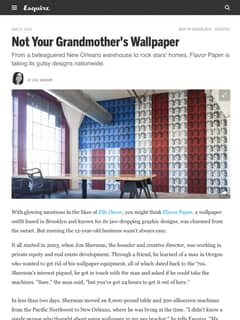 Esquire Feature on Flavor Paper Featuring Elvi and Marilyn Installs