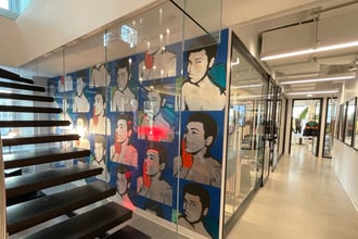 Our Warhol-inspired monoprint of Ali in Water adds a punch of pop Flavor to the Authentic Brands Group HQ in New York.