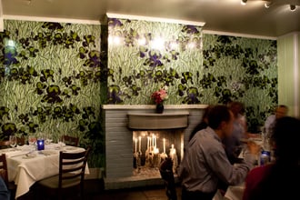 Custom colored Iris is a beautiful backdrop to dine by