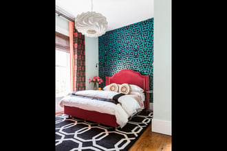 If done correctly, pattern on pattern on pattern play can rock! Case in point: this bold bedroom by interior design darling Lucinda Loya who looked to our Obscuro Flavor by Kravitz Design to add some edge to the elegant vibe. Dreamy as always, Lucinda! Photo love to Gianni Francellucci