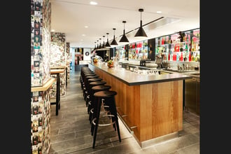 CitizenM Paris' bar is picture perfect thanks to a shot of our Selfie Warhol wallpaper.