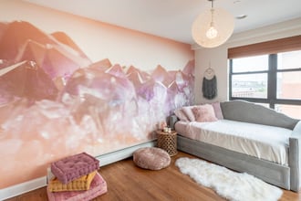 Welcome to Indigo's Boho Oasis! This tweenager loves having Soft Quartz on her wall.