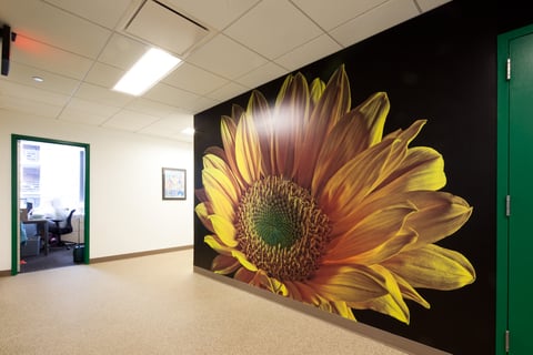 You can feel the freshness of this custom digital sunflower wallpaper