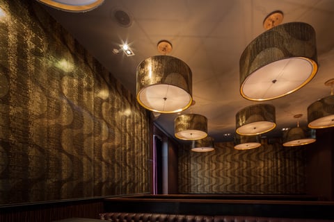 Rio Crocodillo wallpaper and lampshades at CO-OP inside Hotel on Rivington