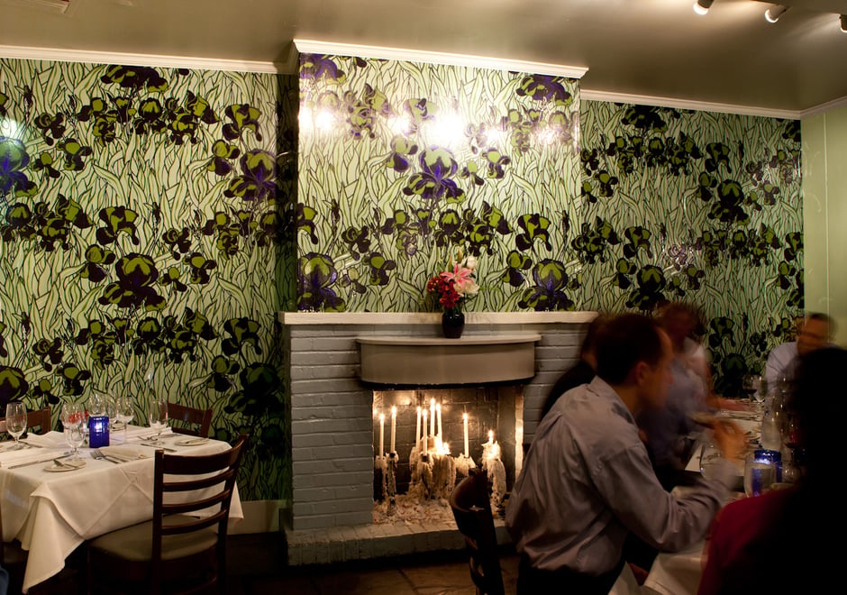 Custom colored Iris is a beautiful backdrop to dine by