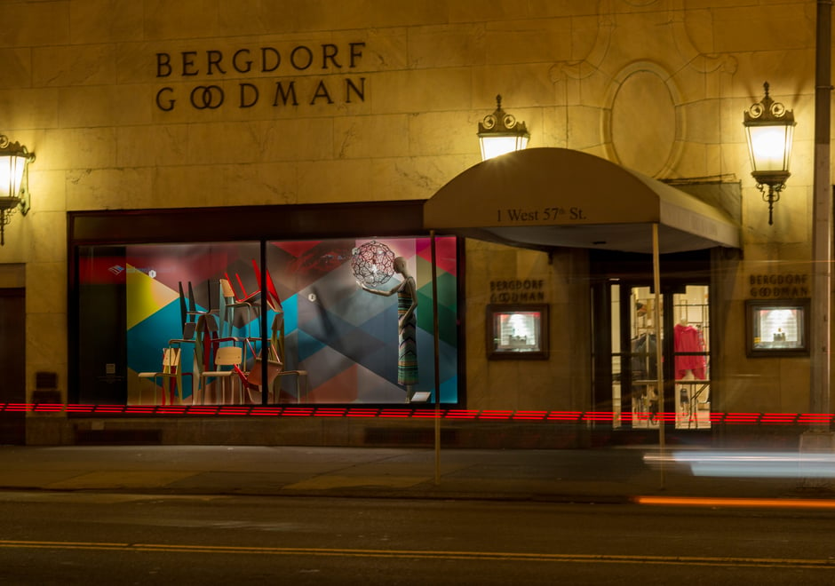 Cuben in the Bergdorf Goodman windows