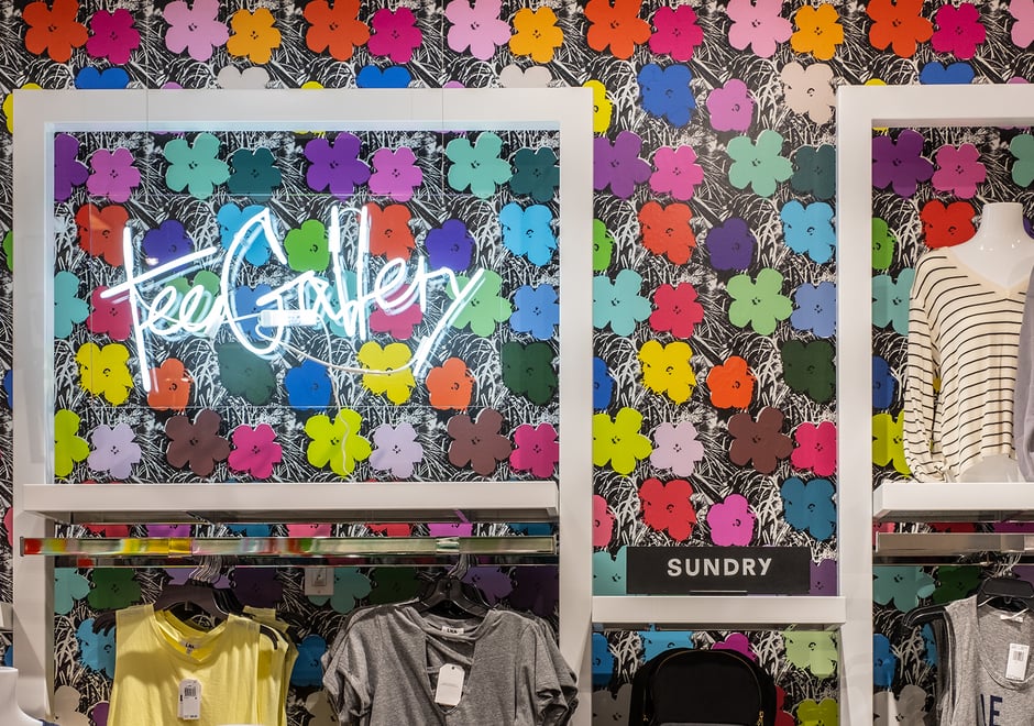 Our fun Small Flowers wallpaper in Full Spectrum is the perfect way for Bloomingdales to welcome spring into their store