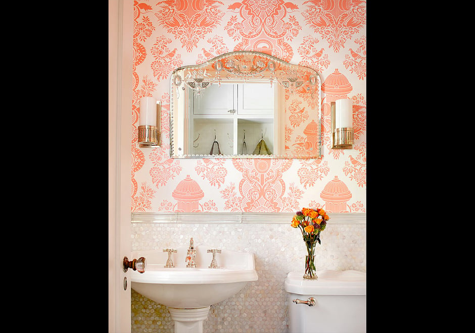 Custom City Park takes this elegant bathroom to a new level. Interior by Alan Design Studio, photograph by Michael Robinson Photography.