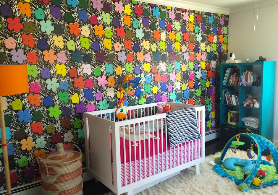 Sweet little Ruby's cheery bedroom featuring Full Spectrum Small Flowers.