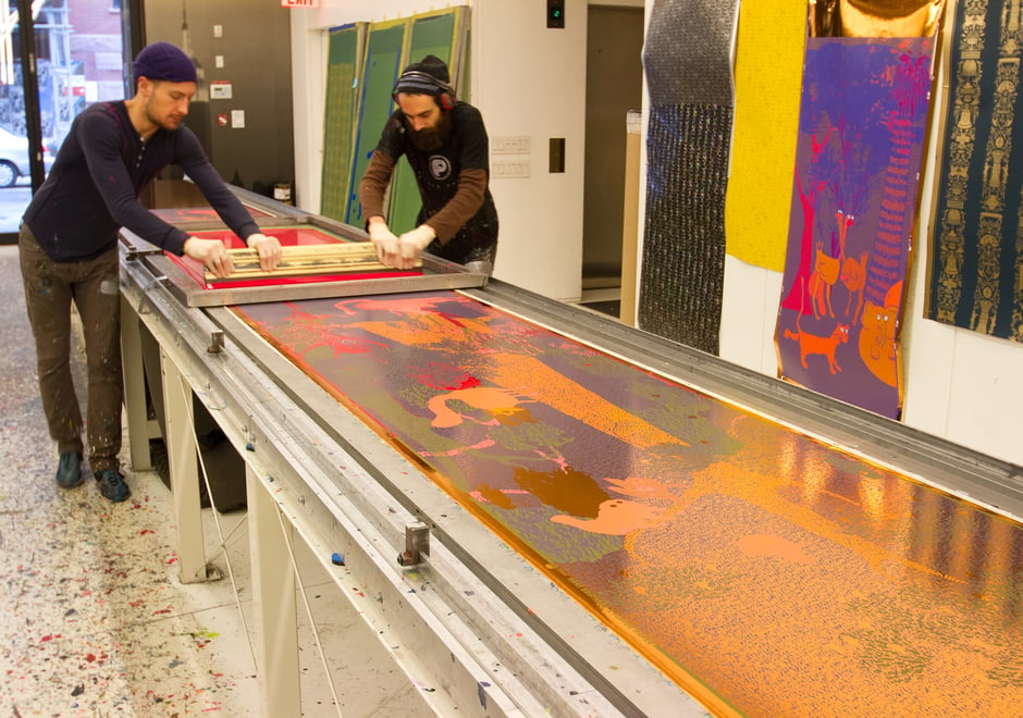 Sam and Evan printing the panels