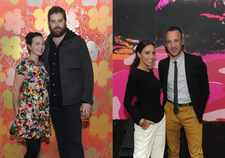 Ara Starck-Furst and David Furst in front of Flowers and Janete Rodas of Industry Group with Tomas Longo of the Andy Warhol Foundation