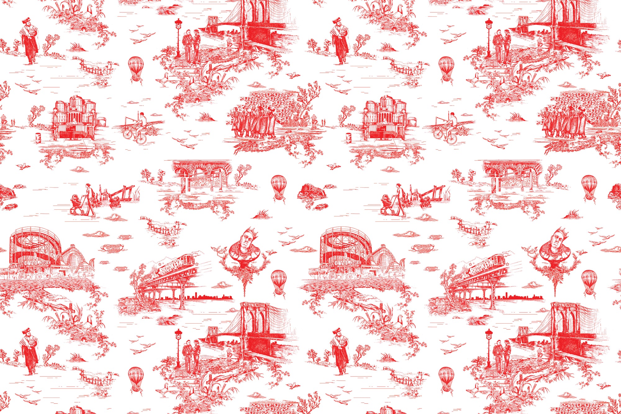 Brooklyn Toile - Diamond Red