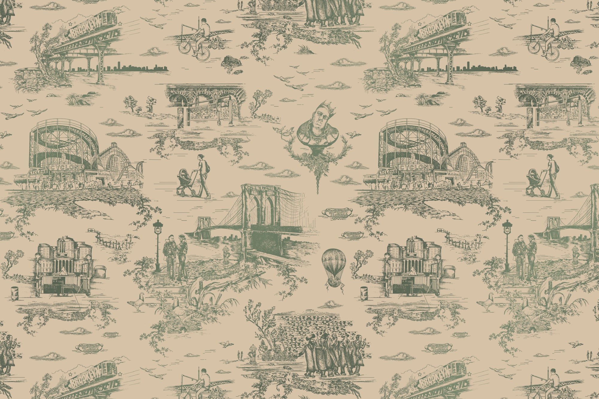 Brooklyn Toile Handscreened - Fort Greene