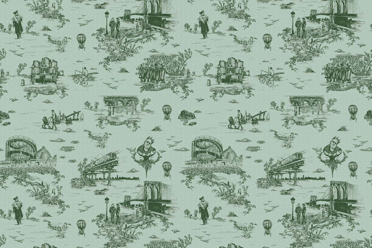 Brooklyn Toile - Money Green
