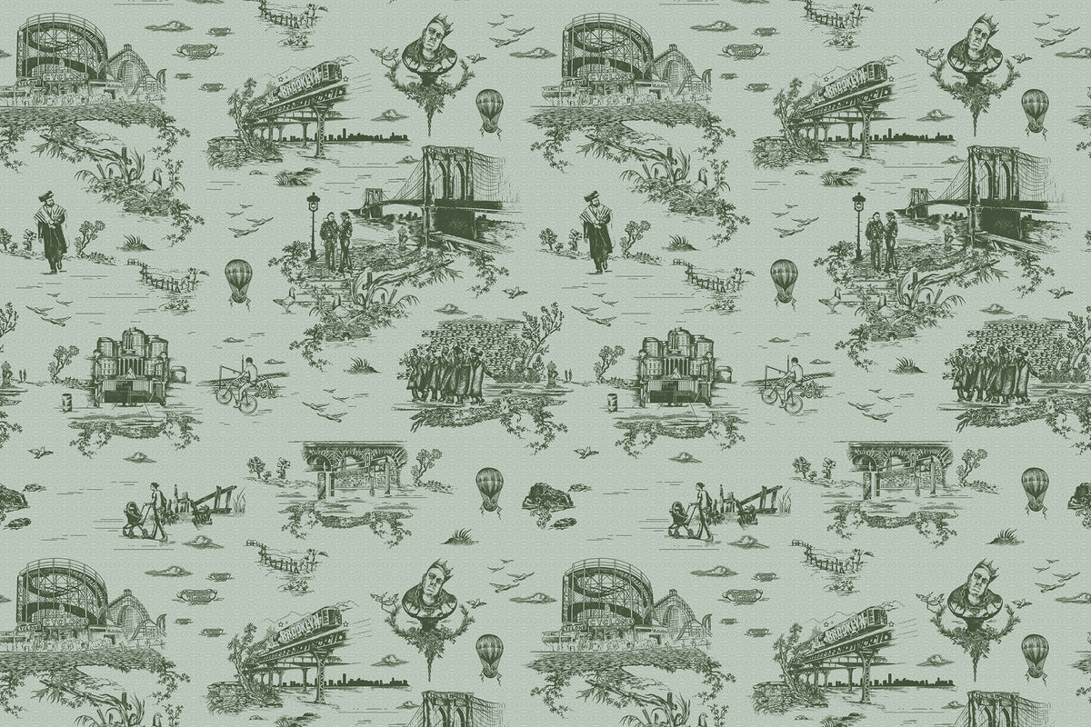 Brooklyn Toile - Money Green