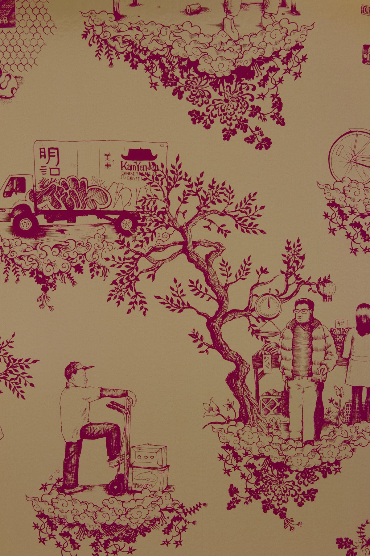 Chinatown Toile - Rouge
