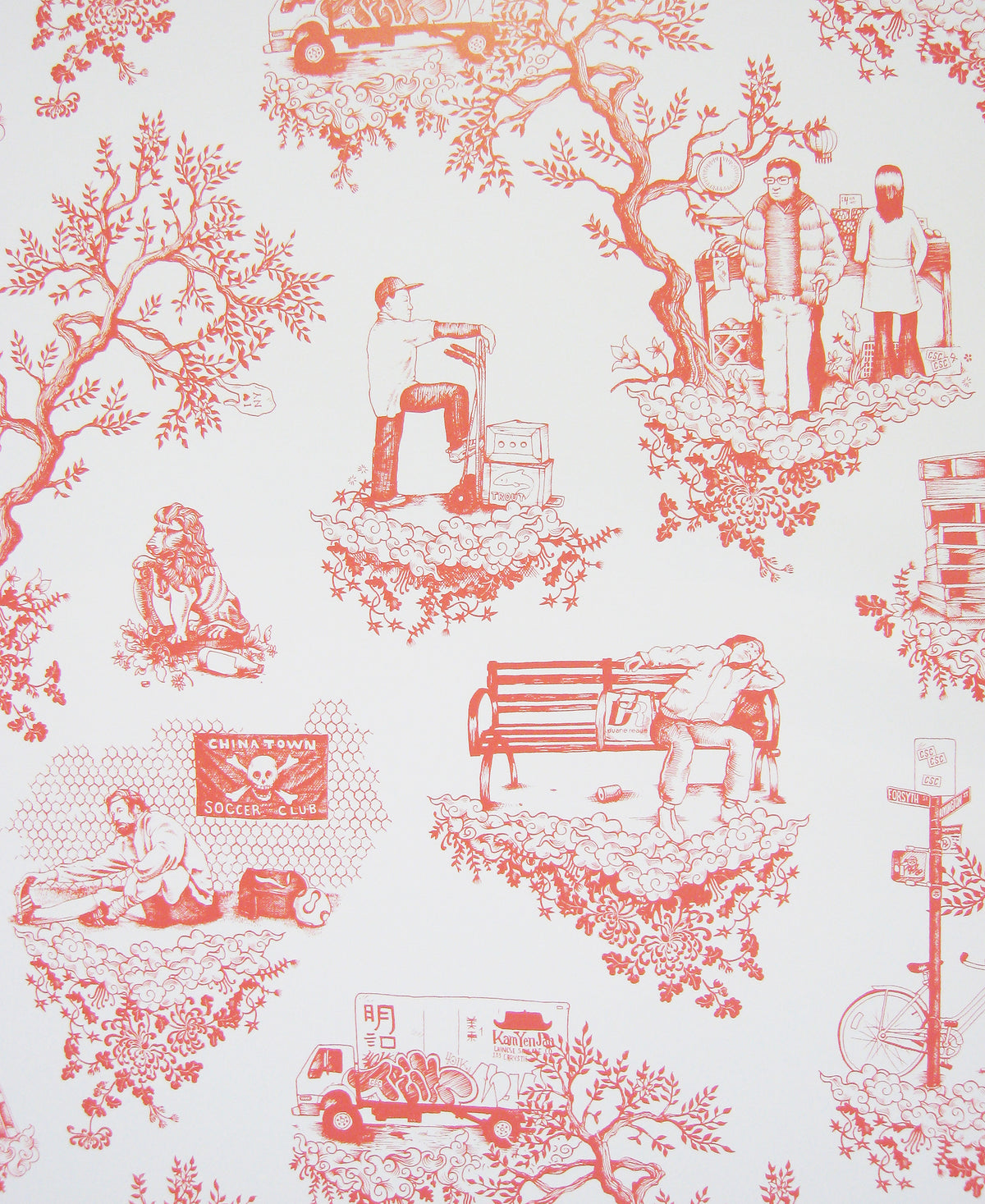 Chinatown Toile - Soft Red