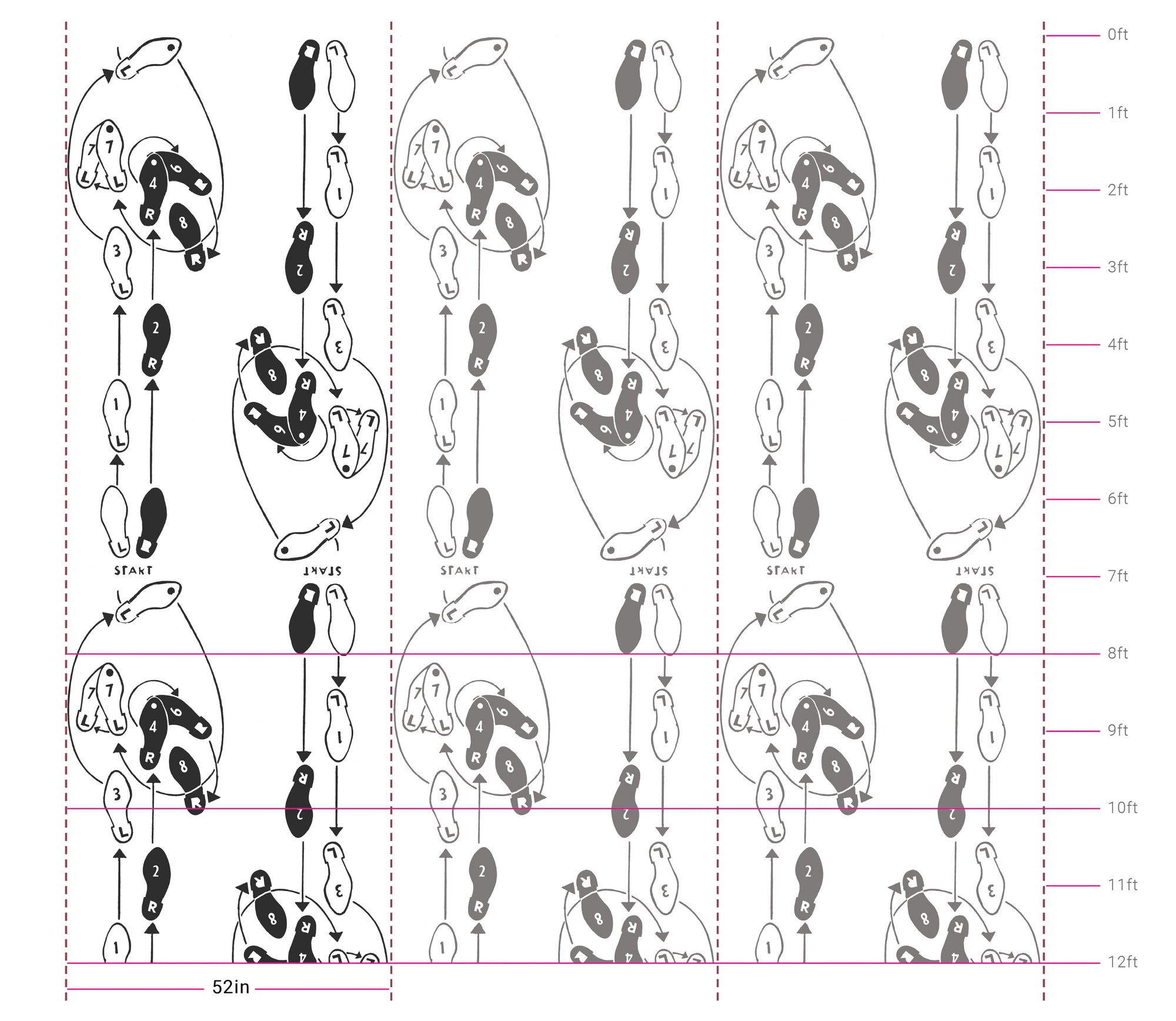 Dance Diagram - Black and White