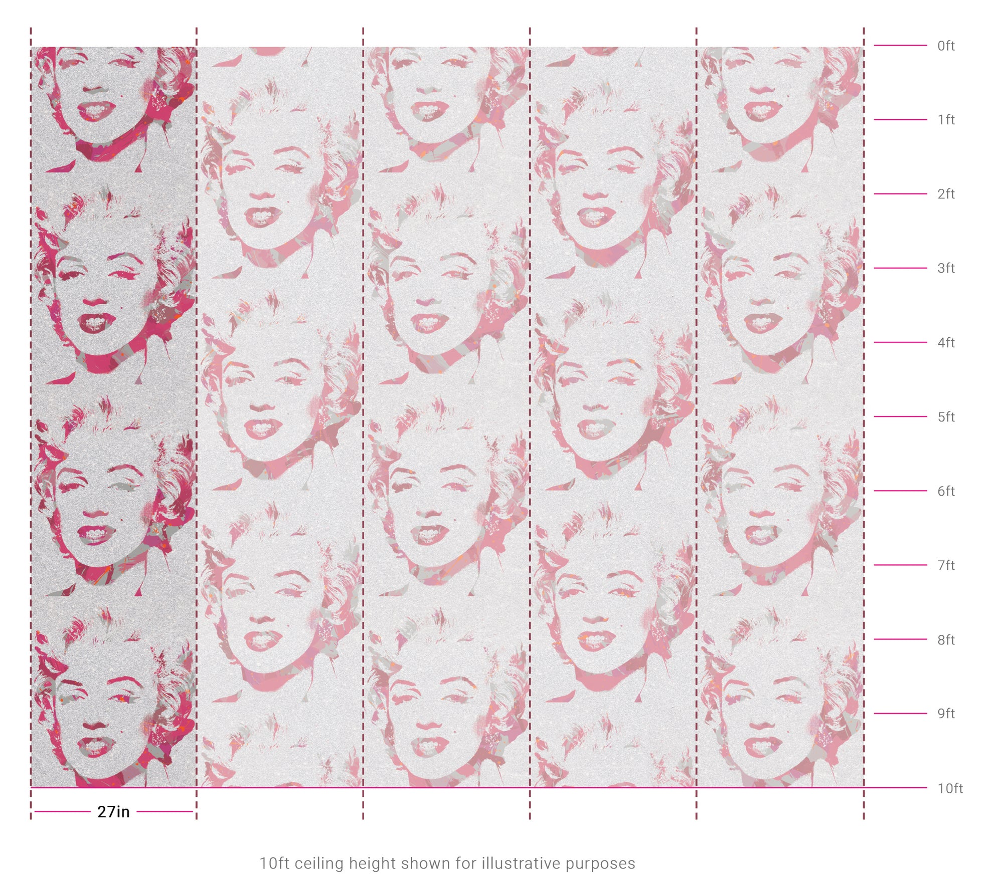 Marilyn Monoprint - Diamond Dust Hot Pink