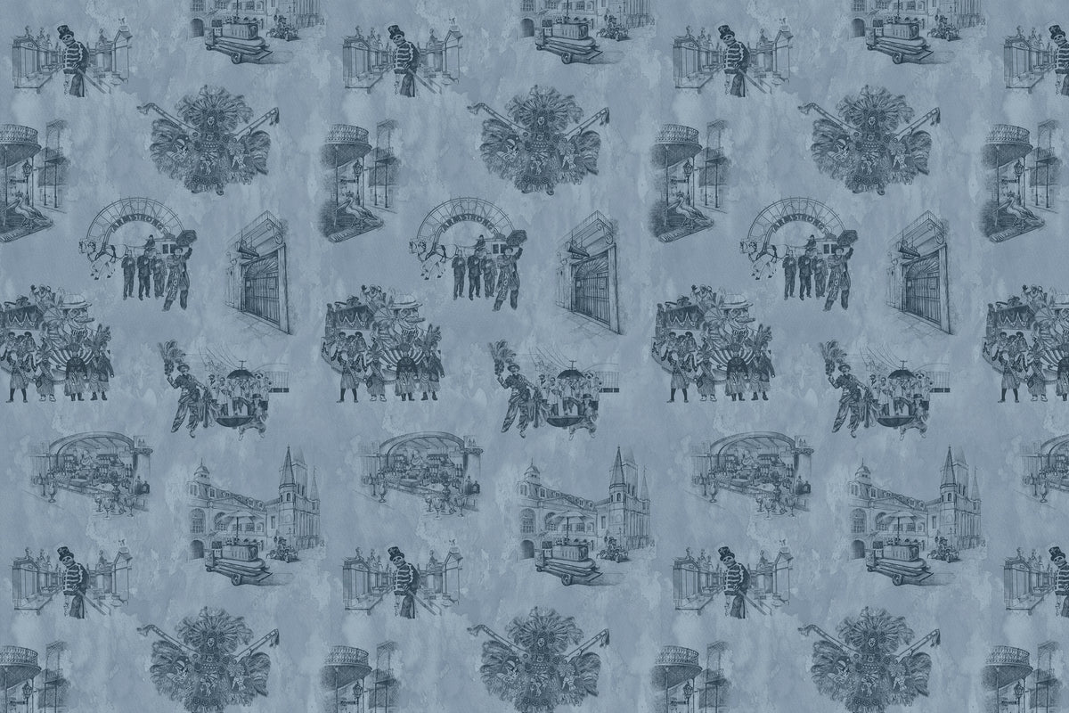 New Orleans Toile: Backstreets - Indigo