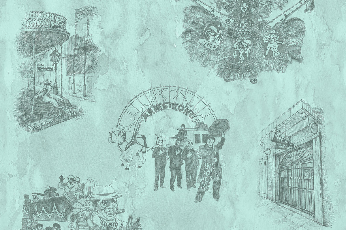 New Orleans Toile: Backstreets - Patina