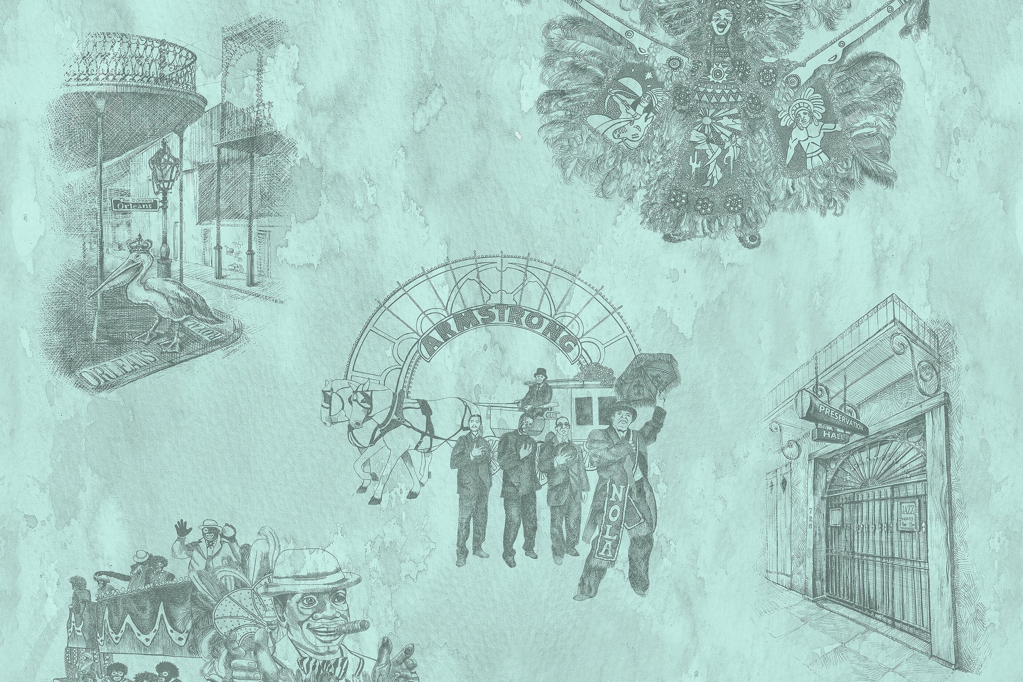 New Orleans Toile: Backstreets - Patina