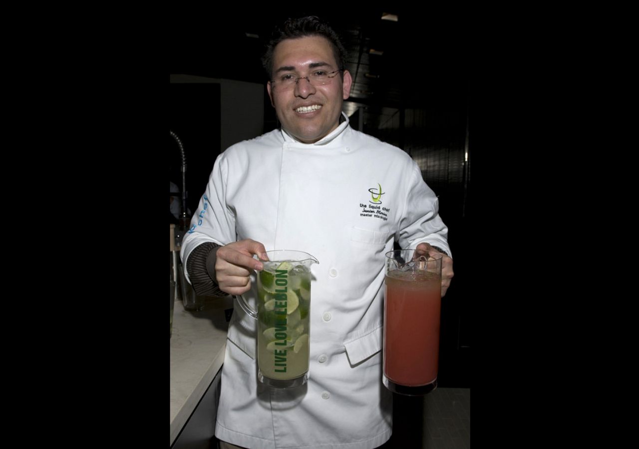 Junior Merino, the Liquid Chef, with his various caiphirinas