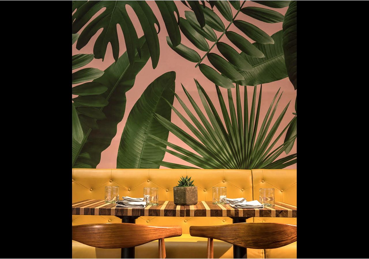 We're digging the taste of the tropics that Big Time Design infused into Miami-based restaurant, CVLTVRA, with our   Wild Thing wallpaper. Photography by: Craig Denis Creative. 