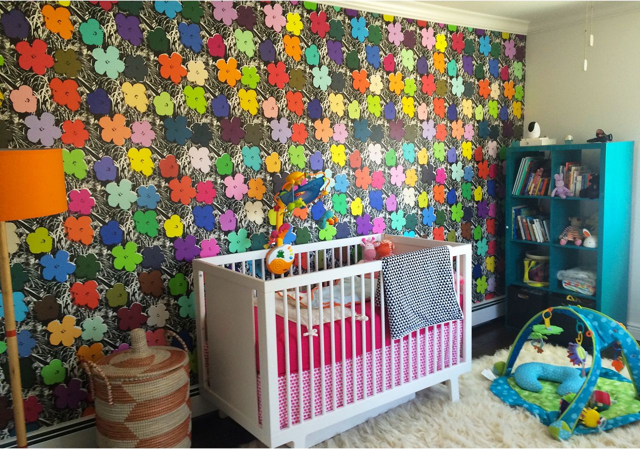 Sweet little Ruby's cheery bedroom featuring Full Spectrum Small Flowers.