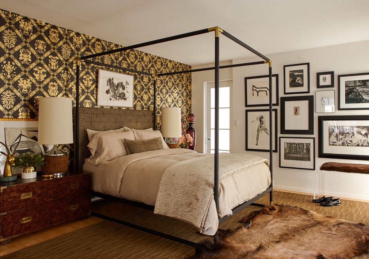 Here's some Flavor for thought: Our Andy Warhol Rorschach wallpaper, which adds dynamic personality to this Philip Gulotta designed bedroom. Photo cred: Rikki Snyder  