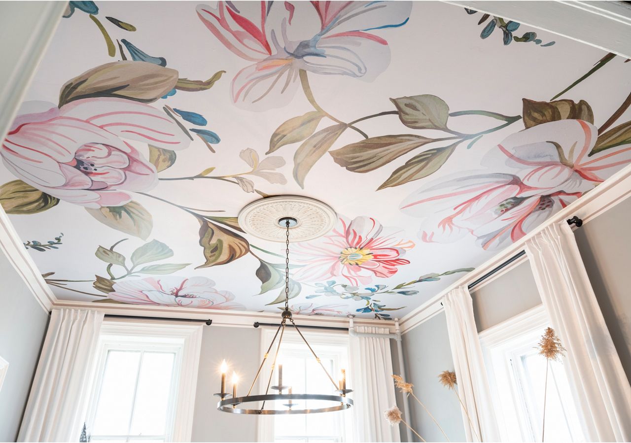 Shown in Soft Light, Camellias is also offered on reflective Chrome Mylar for extra oomph. 